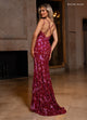 Rachel Allan 70725 Beaded Fitted V-Neck Slit Gown