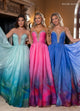 Rachel Allan 70727 Ombre Strapless A-line Slit Gown