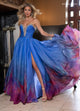 Rachel Allan 70727 Ombre Strapless A-line Slit Gown