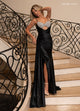 Rachel Allan 70729 Beaded Satin Sleeveless Slit Gown