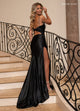 Rachel Allan 70729 Beaded Satin Sleeveless Slit Gown