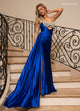 Rachel Allan 70729 Beaded Satin Sleeveless Slit Gown