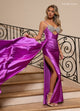 Rachel Allan 70729 Beaded Satin Sleeveless Slit Gown