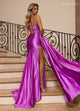 Rachel Allan 70729 Beaded Satin Sleeveless Slit Gown