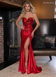 Rachel Allan 70733 Mirror Beaded Strapless Slit Gown