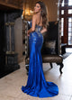 Rachel Allan 70733 Mirror Beaded Strapless Slit Gown