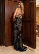 Rachel Allan 70734 Beaded Lace-Up Back Slit Gown