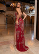 Rachel Allan 70734 Beaded Lace-Up Back Slit Gown