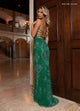 Rachel Allan 70734 Beaded Lace-Up Back Slit Gown