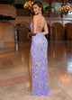 Rachel Allan 70734 Beaded Lace-Up Back Slit Gown