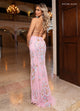 Rachel Allan 70734 Beaded Lace-Up Back Slit Gown