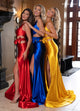 Rachel Allan 70736 Satin One Shoulder Slit Gown