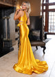 Rachel Allan 70736 Satin One Shoulder Slit Gown