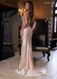 Rachel Allan 70737 Beaded Jersey V-Neck Slit Gown