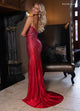 Rachel Allan 70737 Beaded Jersey V-Neck Slit Gown