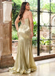 Rachel Allan 70738 Metallic Sleeveless Slit Gown