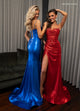 Rachel Allan 70738 Metallic Sleeveless Slit Gown