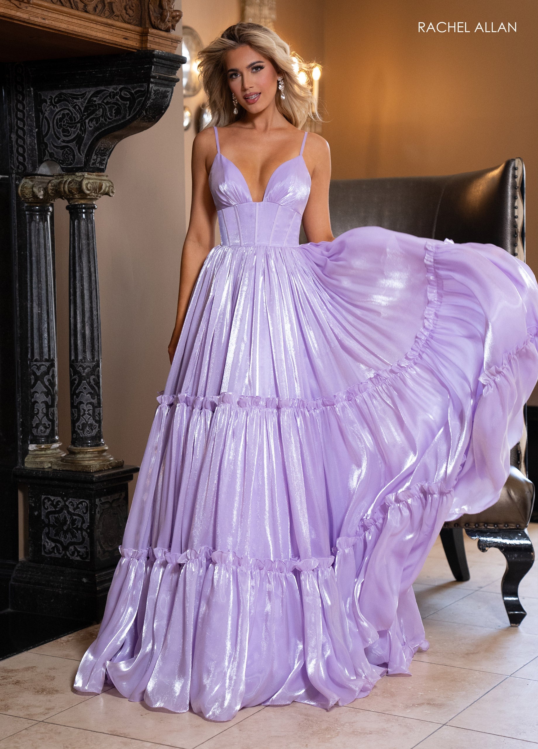 Rachel Allan 70748 Organza Sleeveless A-line Gown