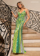 Rachel Allan 70759 Mirror Beaded V-Neck Slit Gown