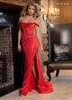 Rachel Allan 70766 3D Floral Off Shoulder Slit Gown
