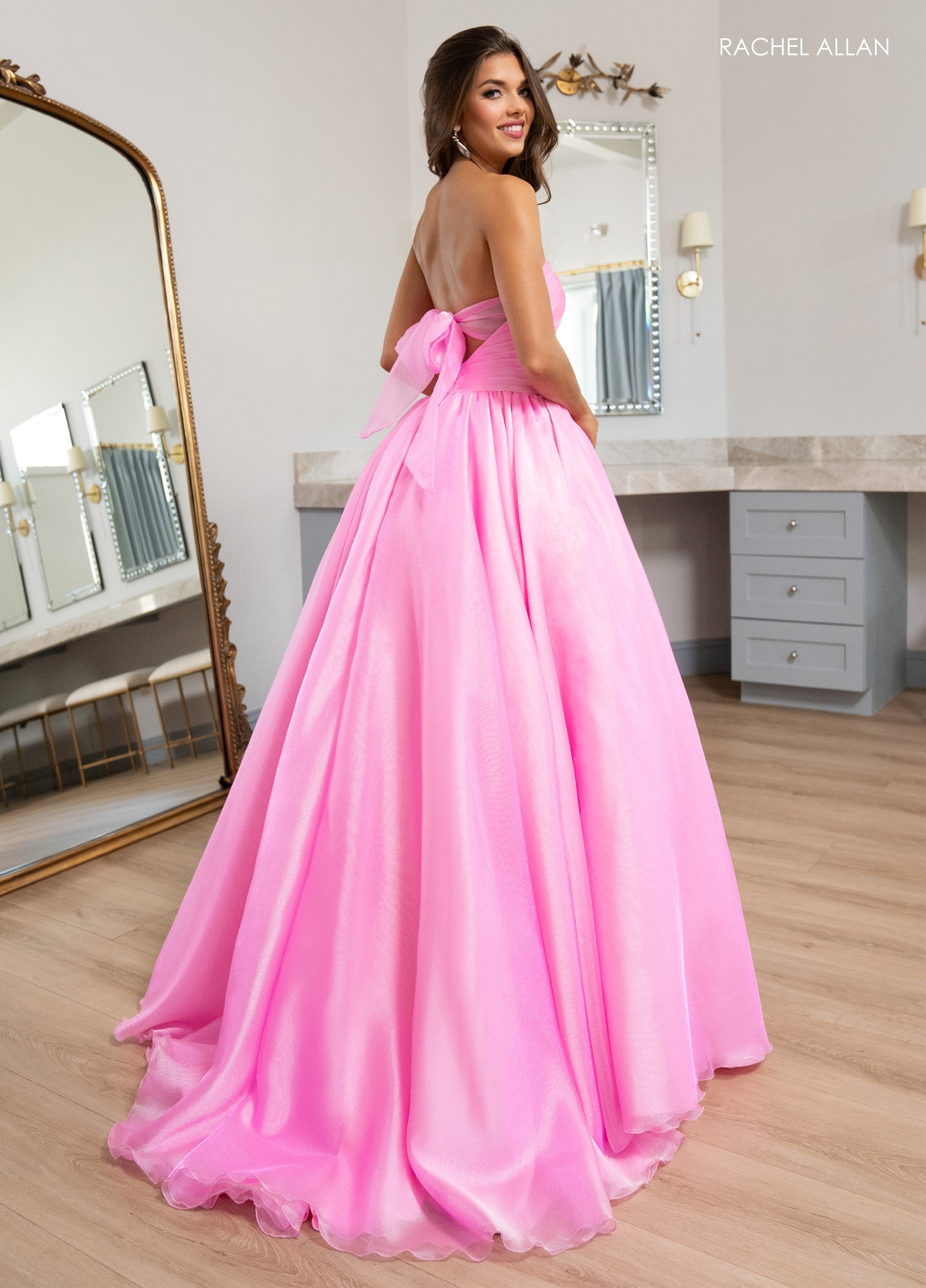 Rachel Allan 70768 Organza Strapless A-line Gown