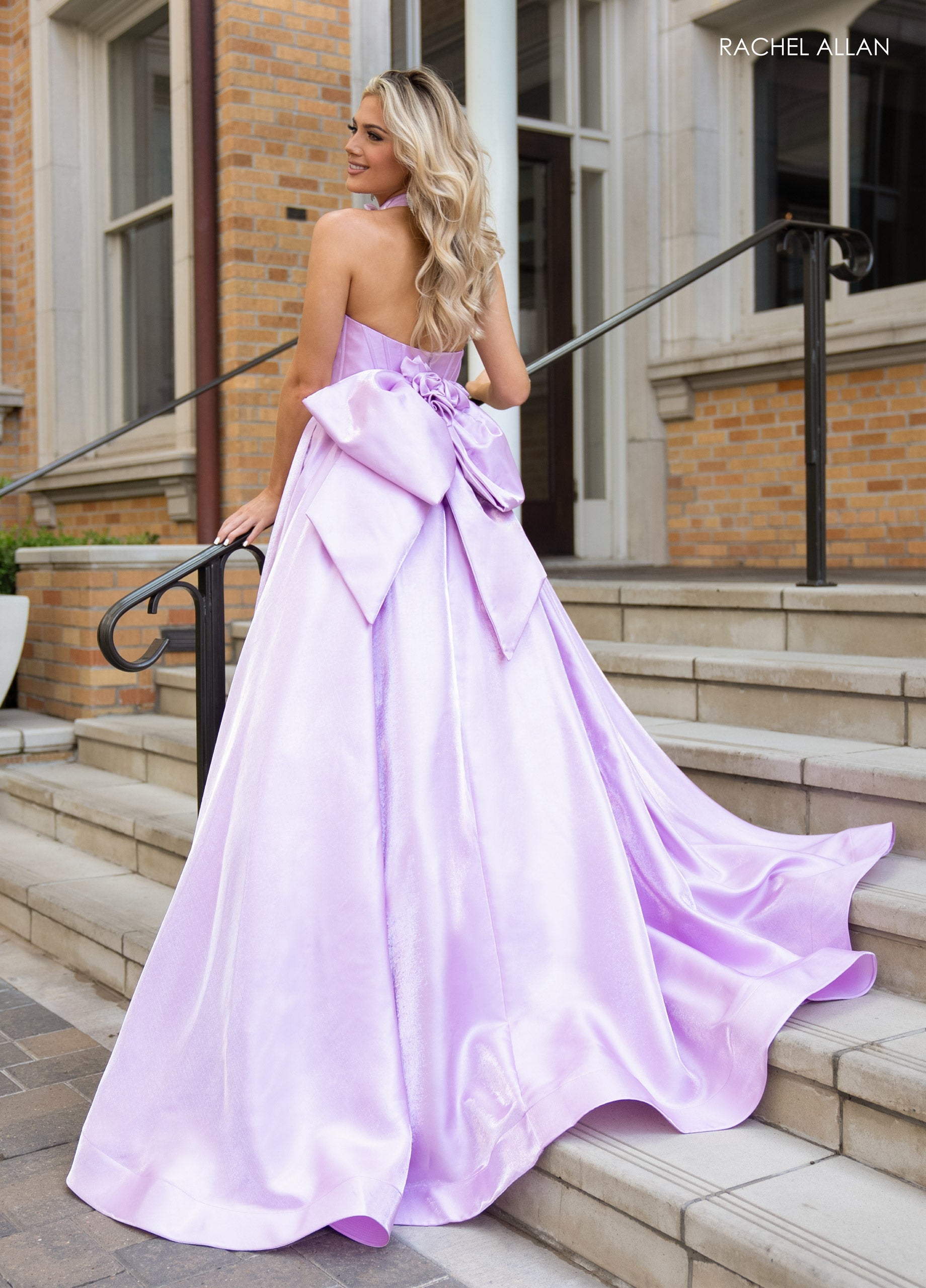 Rachel Allan 70781 Shiny Satin Strapless A-line Gown