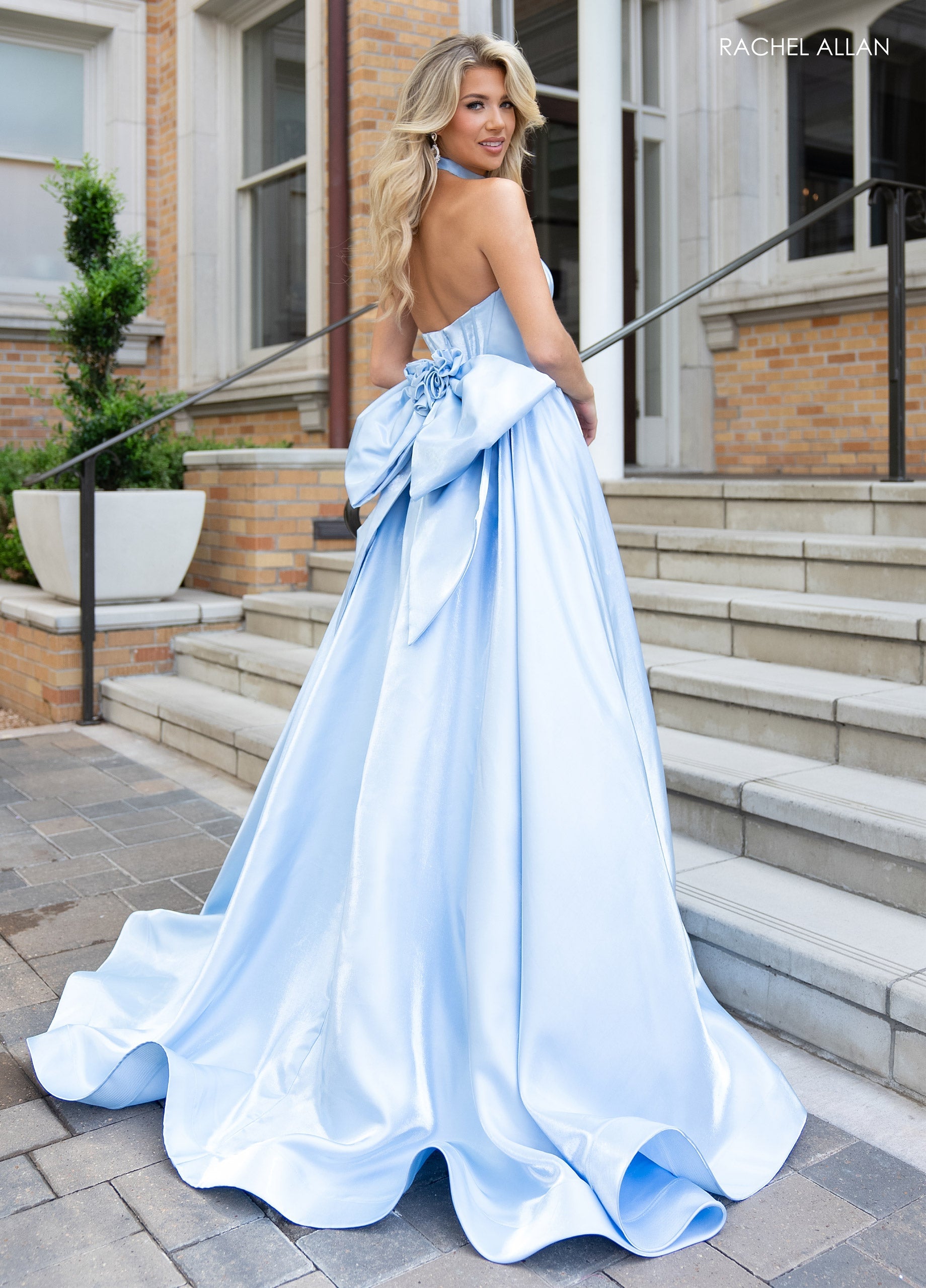 Rachel Allan 70781 Shiny Satin Strapless A-line Gown