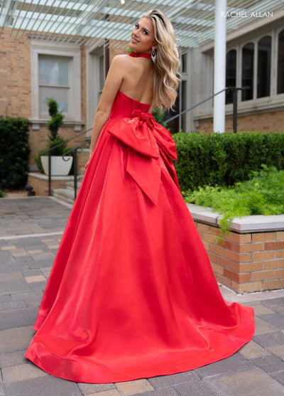 Rachel Allan 70781 Shiny Satin Strapless A-line Gown