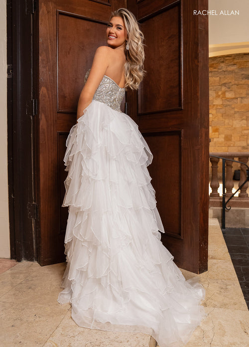 Rachel Allan 70788 Strapless A-line Ruffled Gown