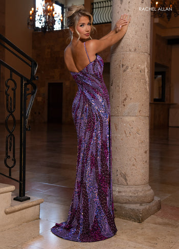 Rachel Allan 70789 Beaded Sleeveless Slit Gown
