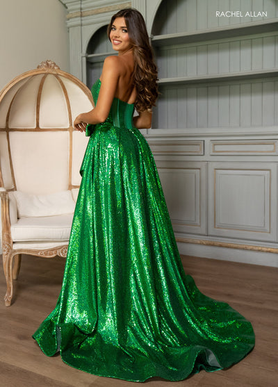 Rachel Allan 70791 Sequin Strapless A-line Slit Gown