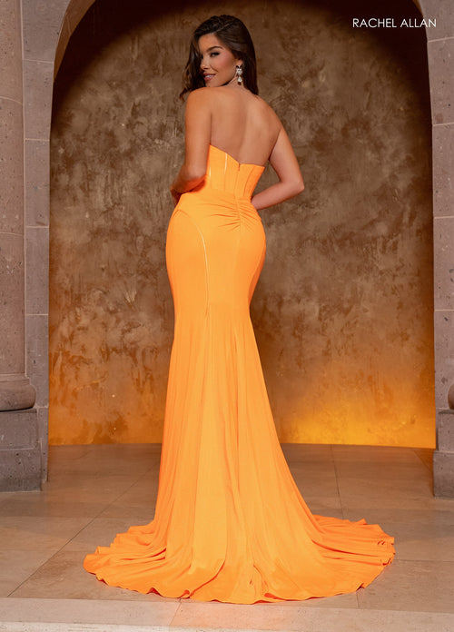 Rachel Allan 70802 Jersey Fitted Strapless Gown