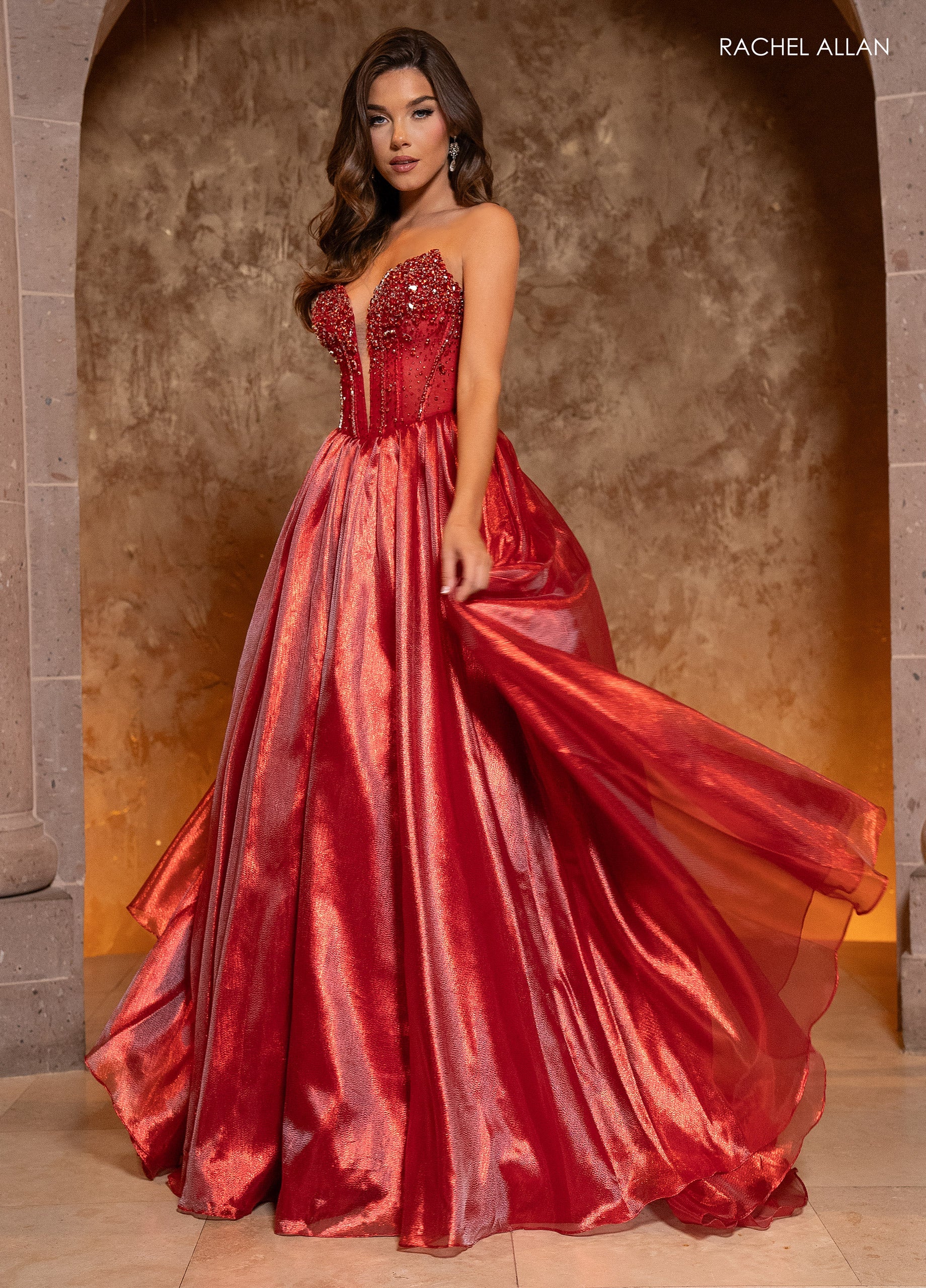 Rachel Allan 70812 Organza Strapless A-line Gown
