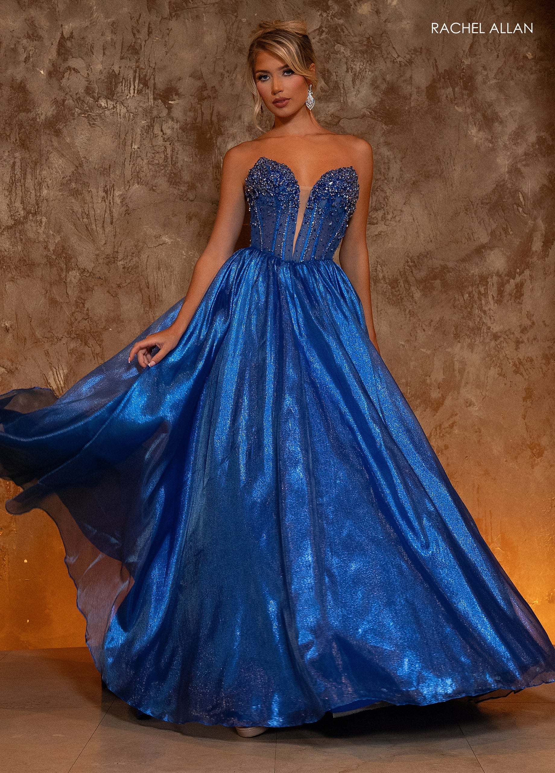 Rachel Allan 70812 Organza Strapless A-line Gown