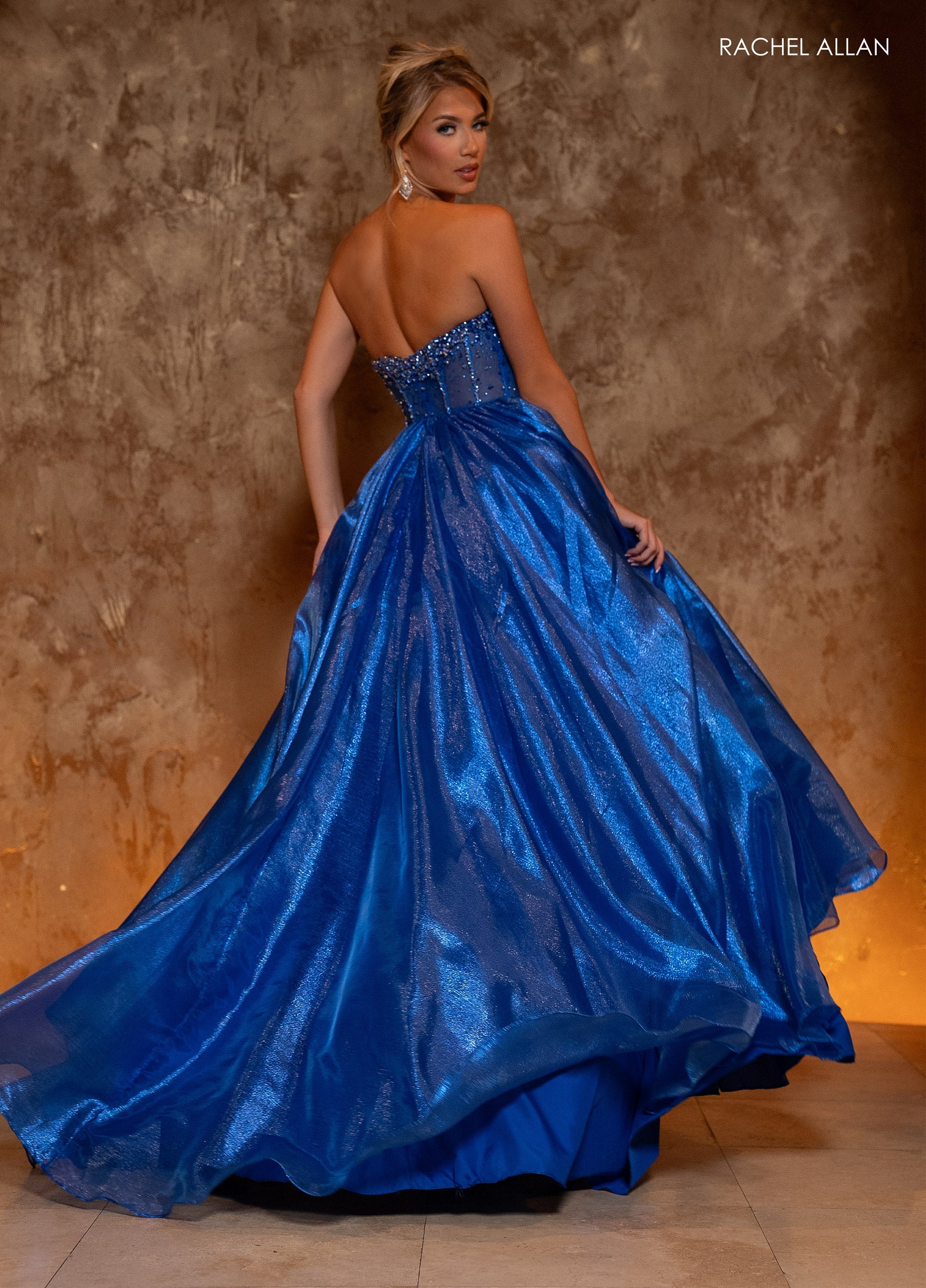 Rachel Allan 70812 Organza Strapless A-line Gown