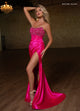 Rachel Allan 70817 Beaded Fringe Strapless Slit Gown