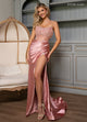 Rachel Allan 70817 Beaded Fringe Strapless Slit Gown