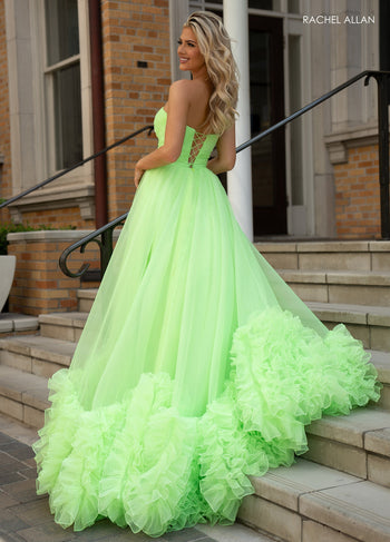 Rachel Allan 70820 Organza Strapless Ruffled Gown