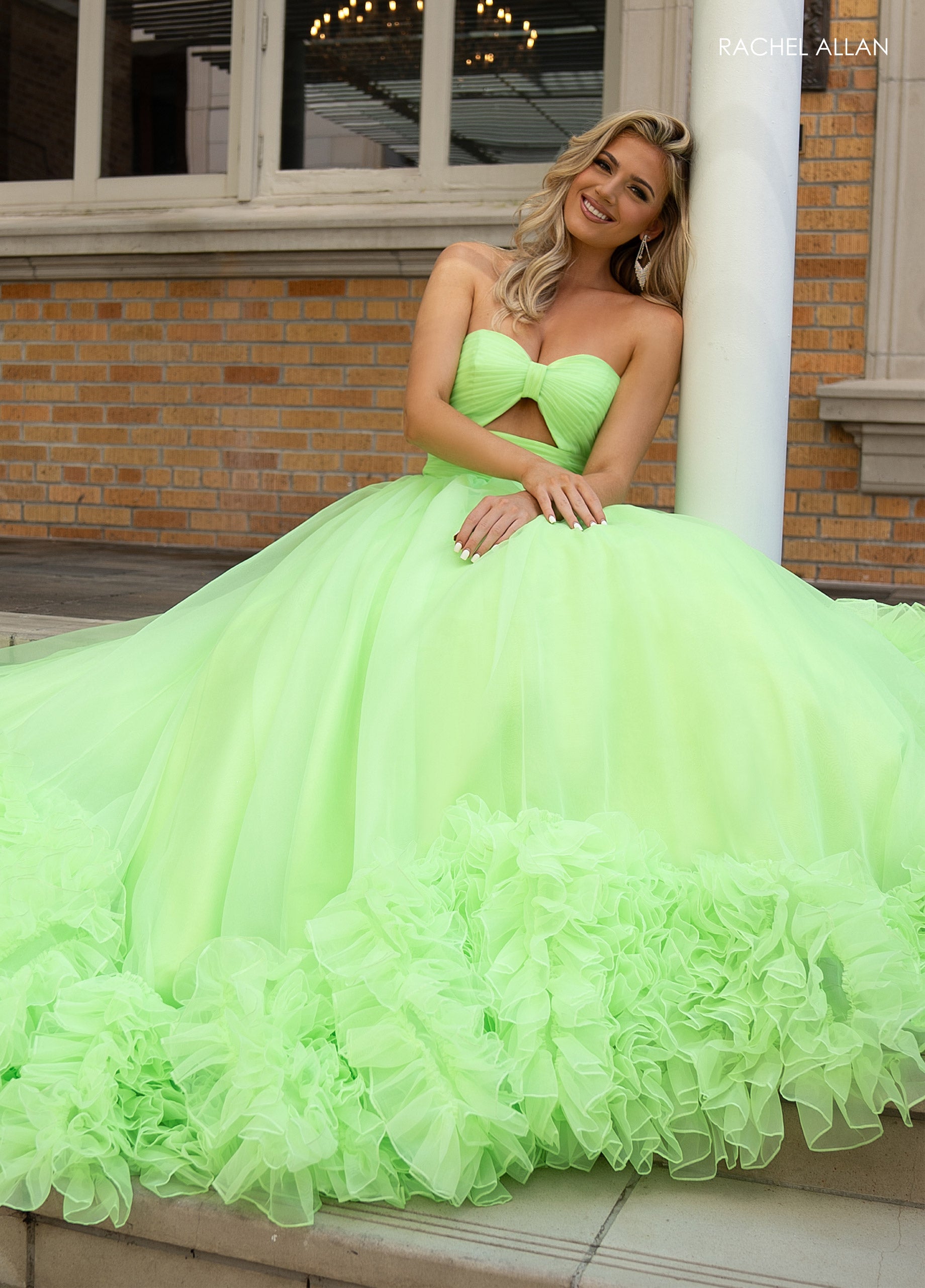 Rachel Allan 70820 Organza Strapless Ruffled Gown