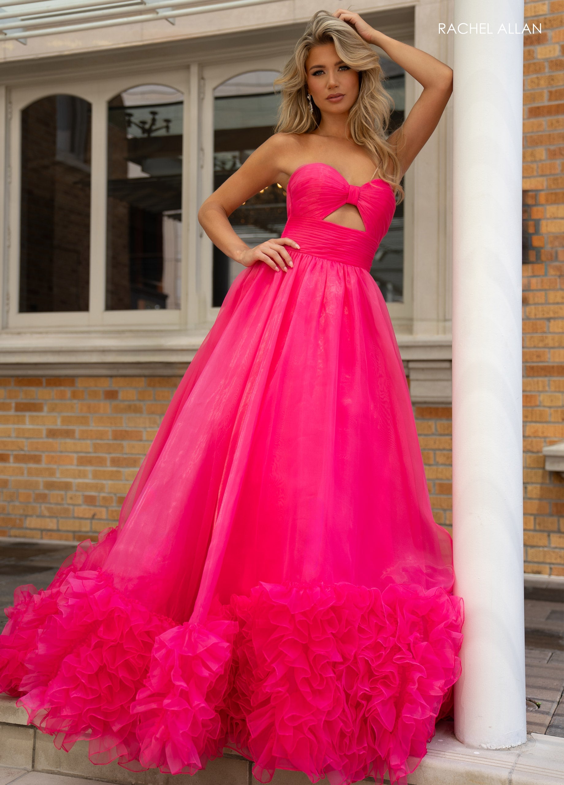 Rachel Allan 70820 Organza Strapless Ruffled Gown