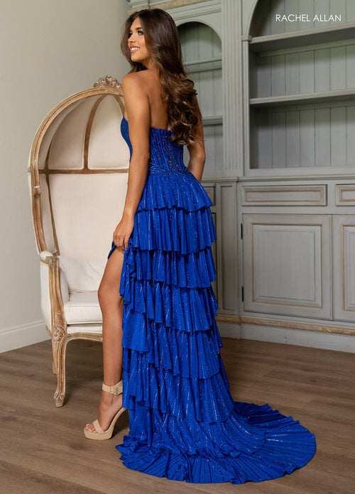 Rachel Allan 70823 Strapless Tiered Slit Gown