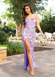 Rachel Allan 70829 Paillette Sequin Strapless Slit Gown