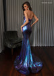 Rachel Allan 70835 Metallic Strapless Slit Gown