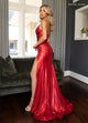 Rachel Allan 70835 Metallic Strapless Slit Gown