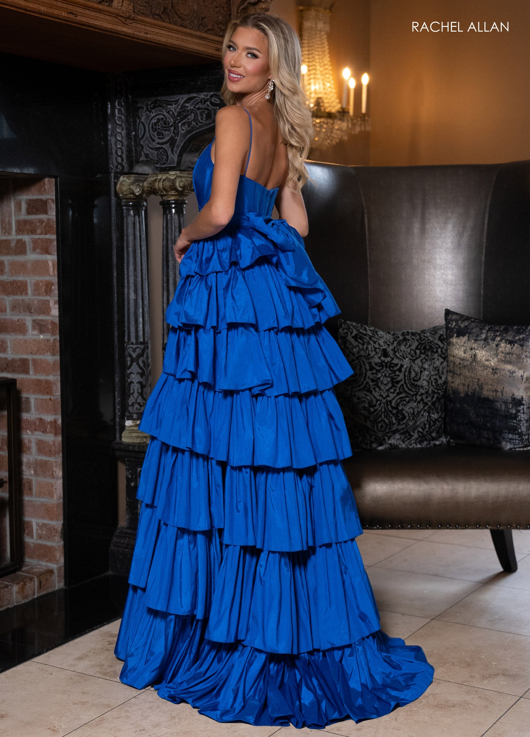 Rachel Allan 70863 Taffeta Sleeveless Tiered Gown