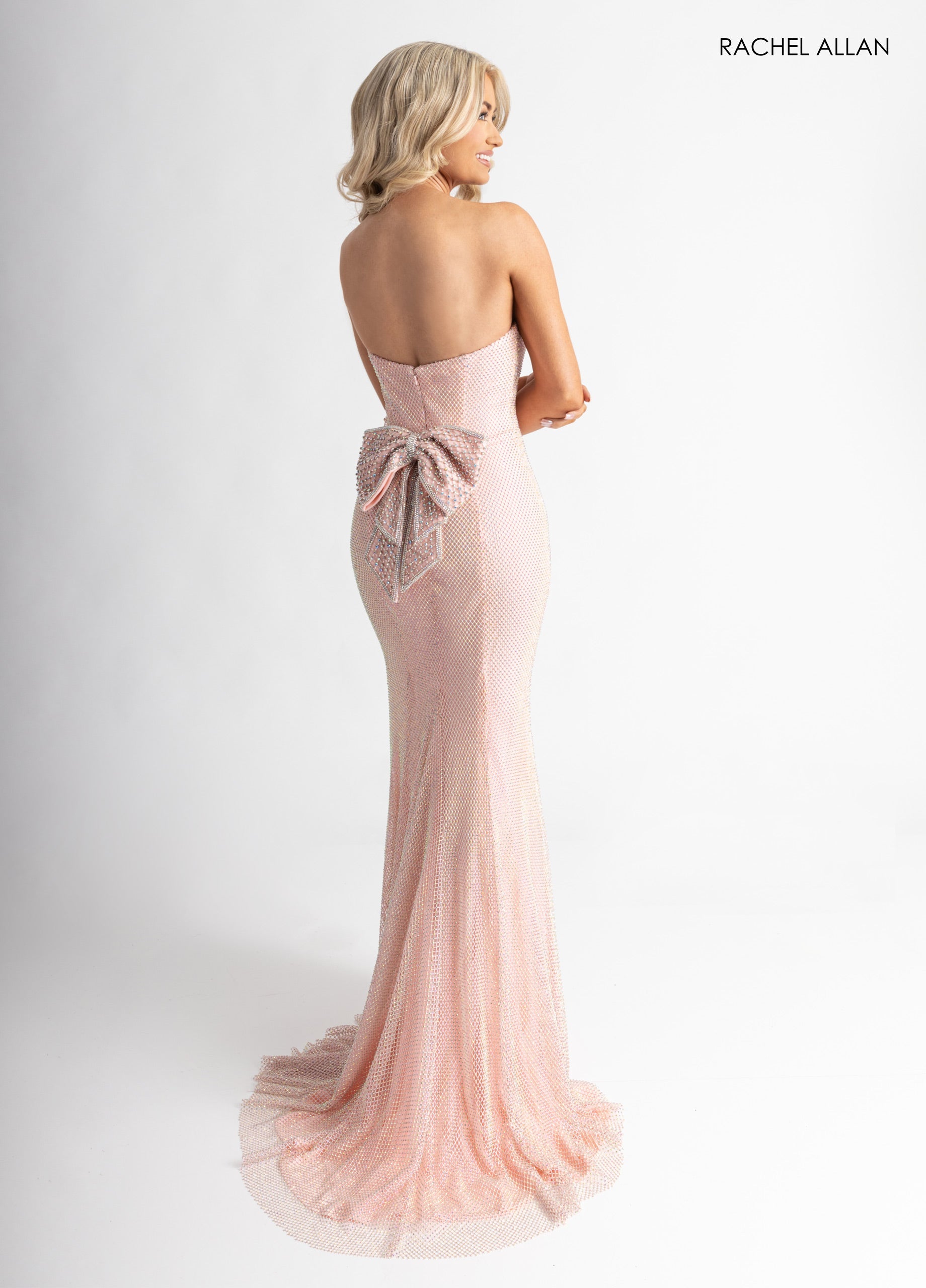 Beaded Fitted Strapless Gown by Rachel Allan 70936