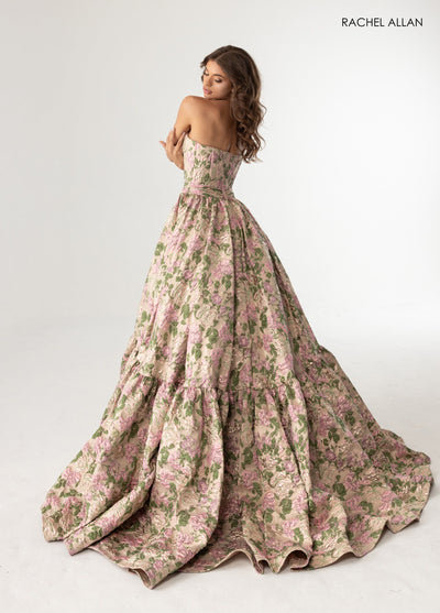 Jacquard Strapless A-line Gown by Rachel Allan 70939