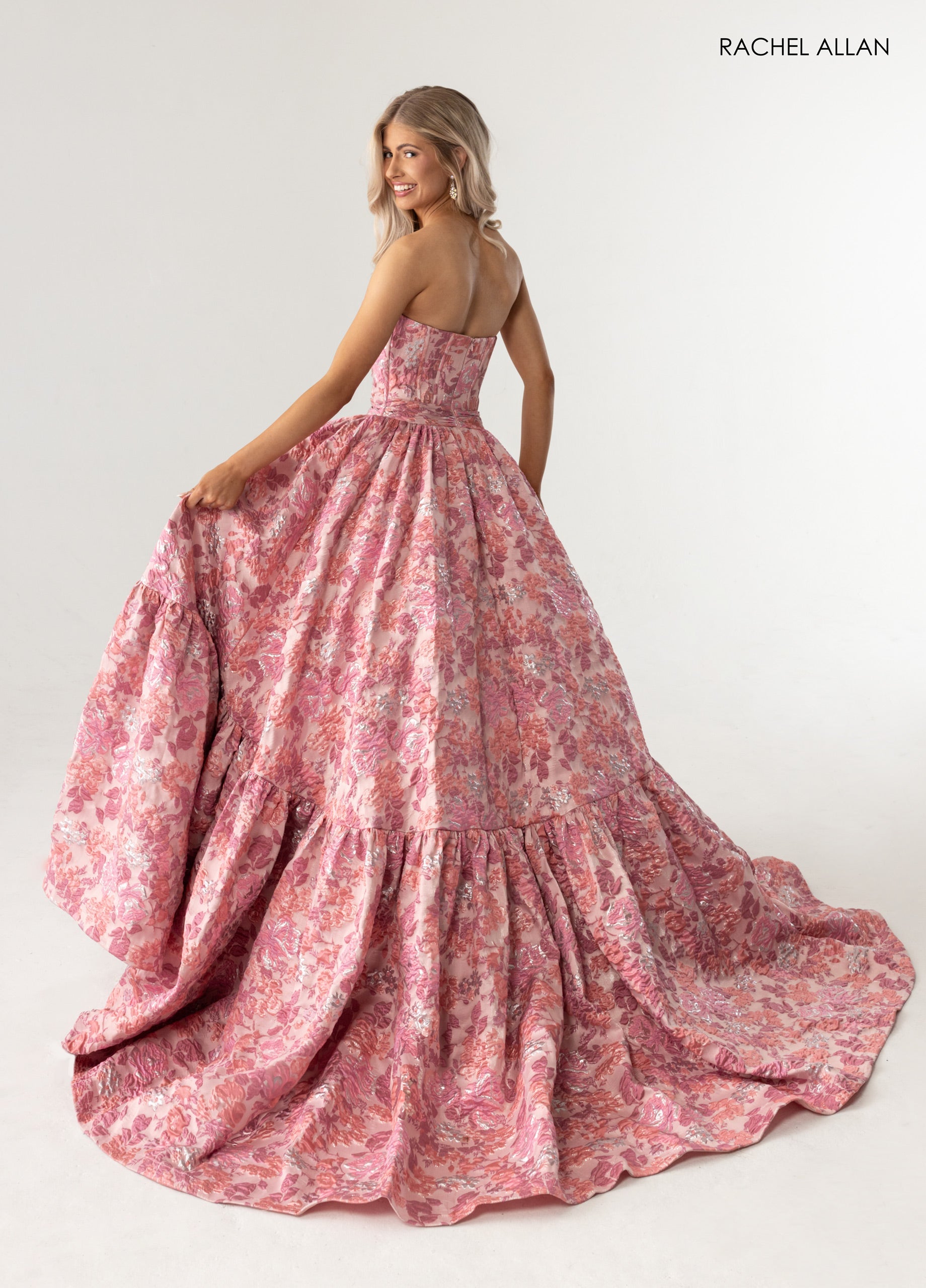 Jacquard Strapless A-line Gown by Rachel Allan 70939