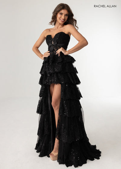 Strapless Tiered High Low Gown by Rachel Allan 70944