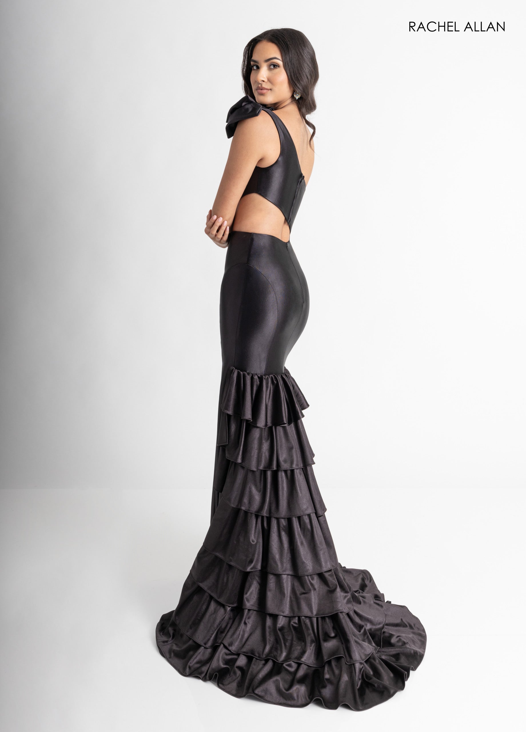 Fitted One Shoulder Tiered Gown by Rachel Allan 70976